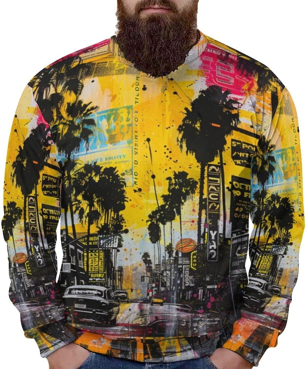 Long Sleeve Shirts for Men sweatshirt Men's Hippy Streetwear Pullover Retro Hip Hop Sweatshirts Casual Round Neck Top T shirt Tee cool