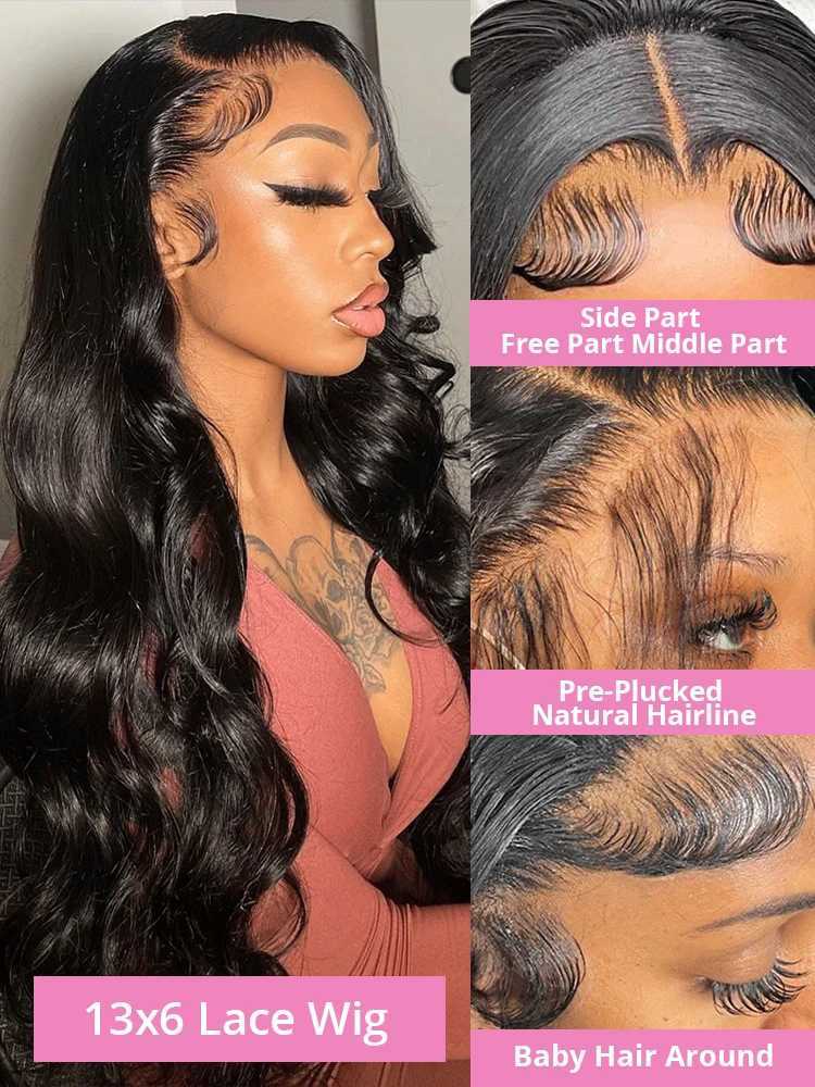 Glueless Wig Human Hair Ready To Wear Body Wave 13x4 Lace Front 6x4 Closure Wig Preplucked Melt Skins Pre Bleached KnotsXJ241008