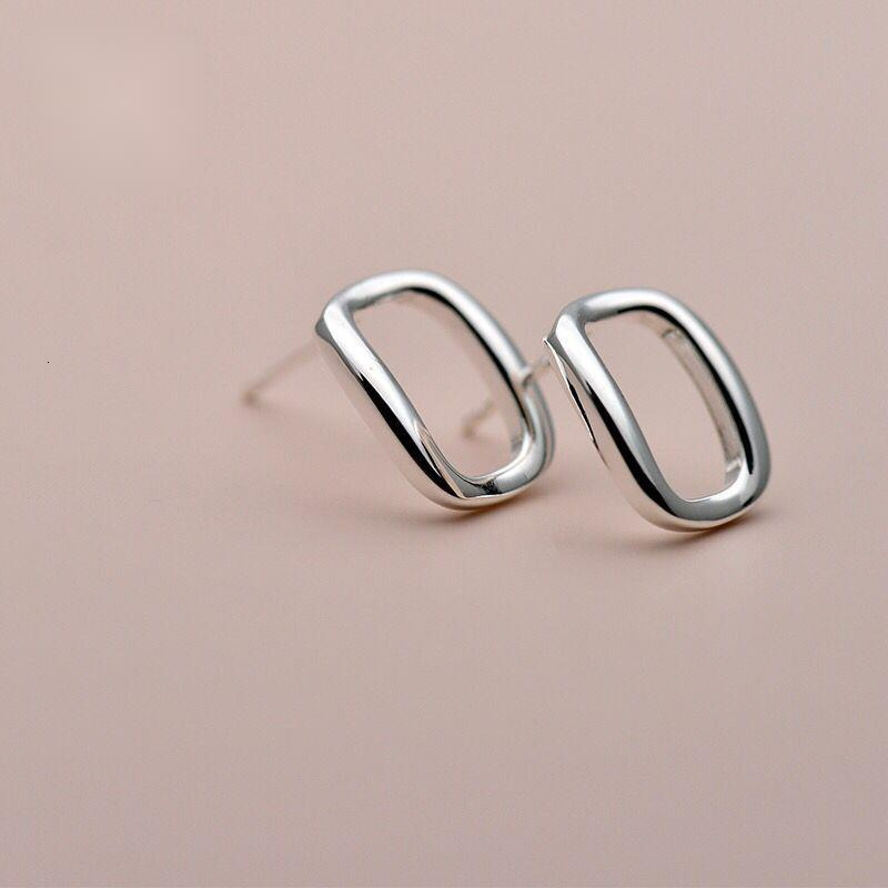 with temperament, , simple, plain sier hollow square earrings for women