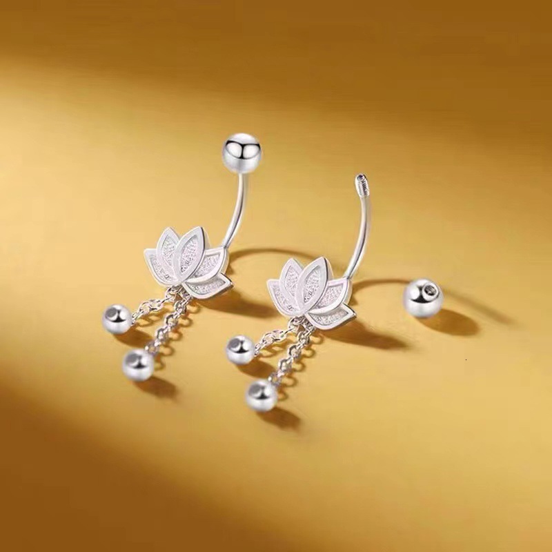 Lotus tassel for women 2024 new style, light temperament, exquisite niche design, fresh ral earrings