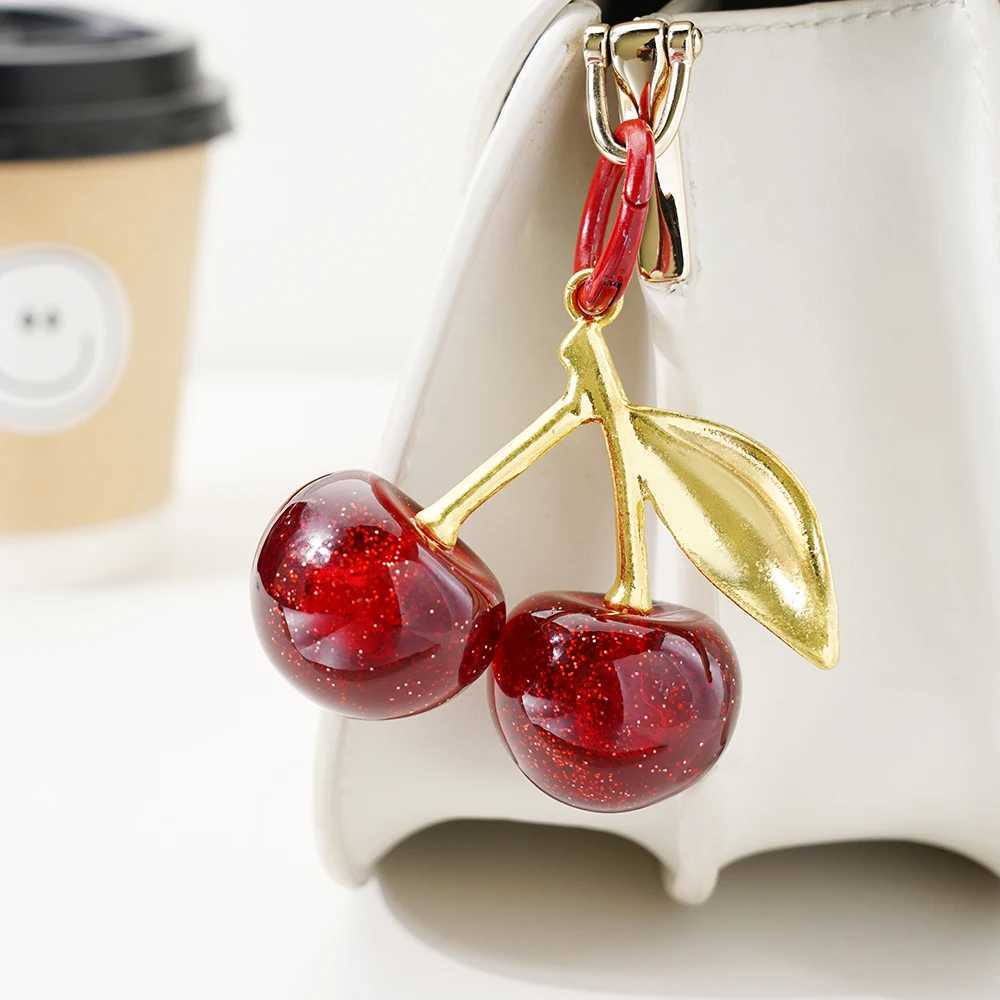 Red Cherry Keychain Jewelry Bag Accessories Summer Fruits Cherries Pendant Keyring For Women Gift DropshippingX241008