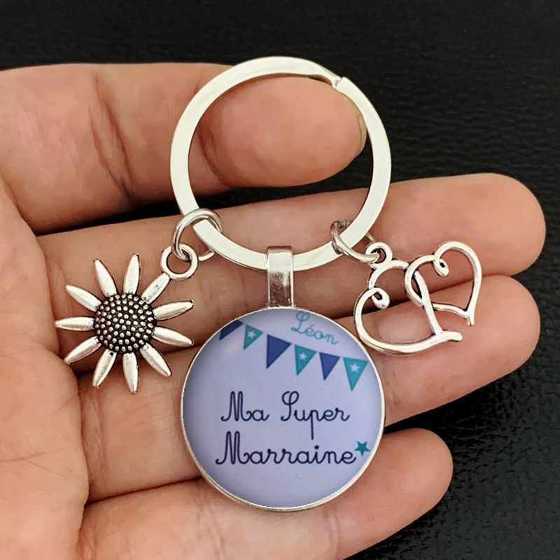 Popular New Super Godmother Godfather Key Ring Superhero Thank Godfather Godmother Glass Pendant Keychain Jewelry GiftX241008