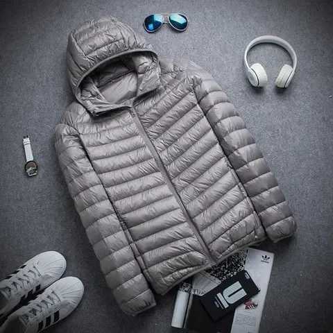 Autumn/winter Downcotton-padded Mens Coat Casual Stand Collar Hooded Cropped Simple Warm Jacket Lightweight For ShoppingXJ241008