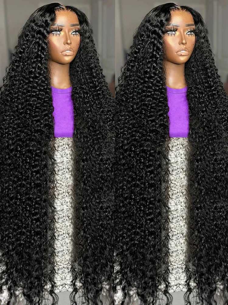 40Inch Deep Wave 13x4 HD Lace Frontal Wig 9x6 Glueless Wig Human Hair Ready to Wear Curly Lace Front Wig Preplucked 250% DensityXJ241008