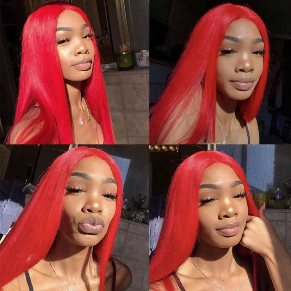 Red Synthetic Wig In The Waist Length Straight Hair Chemical Fiber Wig Women Daily Cosplay Heat-Resistant Full Head SetXJ241008