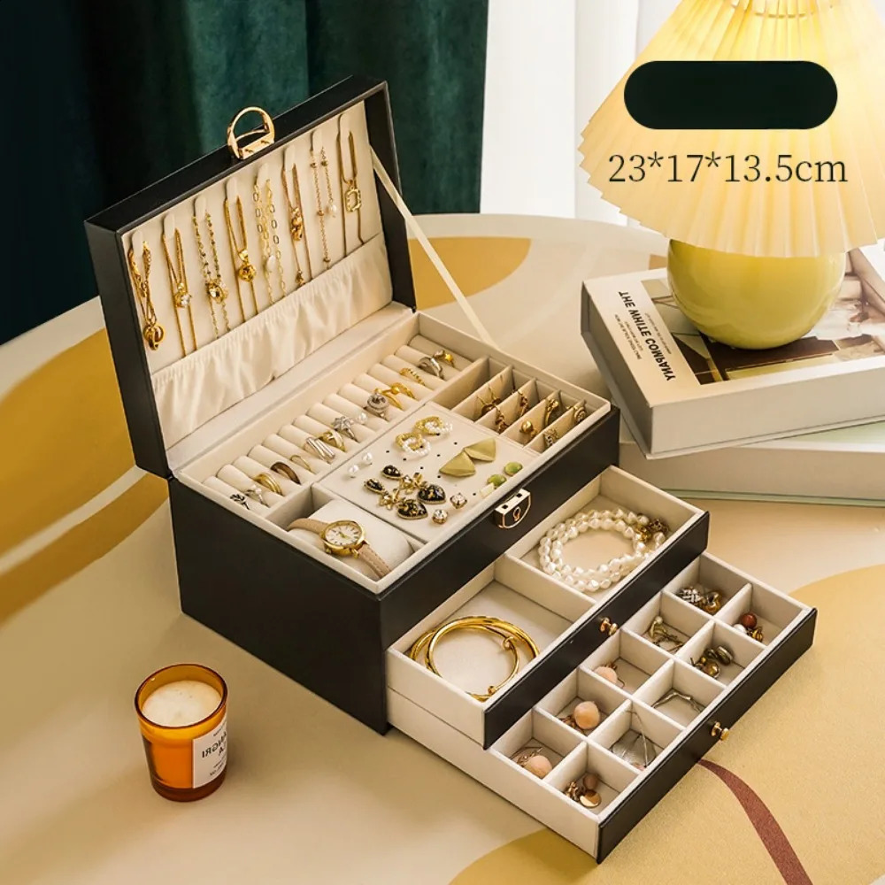Jewelry storage box high-end exquisite necklace earrings gold jewelry handmade jewelry box large capacity multi-layer drawer rack 241007bj