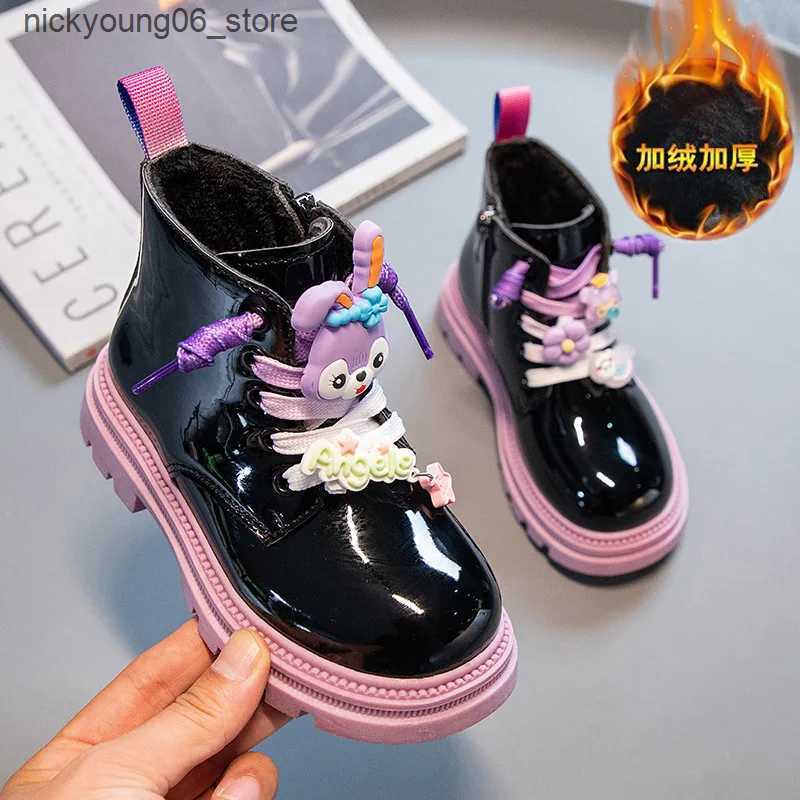 Boots Kids Boots For Girls Winter Warm Shoes for Children Fur Boots Chelsea Ankle Girls Toddlers Platform Booties PINKPURPLEBLACK L240910