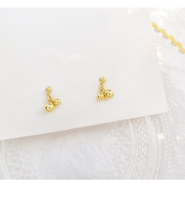 Pure sier needle, small gold bean sweet, fresh, versatile, personalized, exquisite student earrings