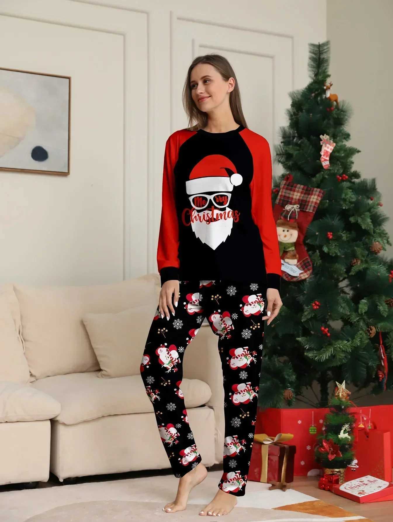 Christmas Matching Pajama Set 2024 New Years Clothing Santa Claus Allover Printed Adult Children 2-piece Set Baby Pants Christmas Family Appearance W2