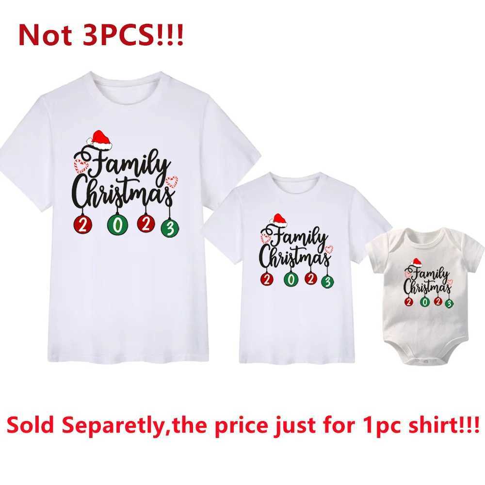 New Family Christmas 2023 Matching Shirts Cotton for Mom Dad and Child T-shirts Baby Hoodies Family Appearance Christmas Party Costumes Gifts W241008