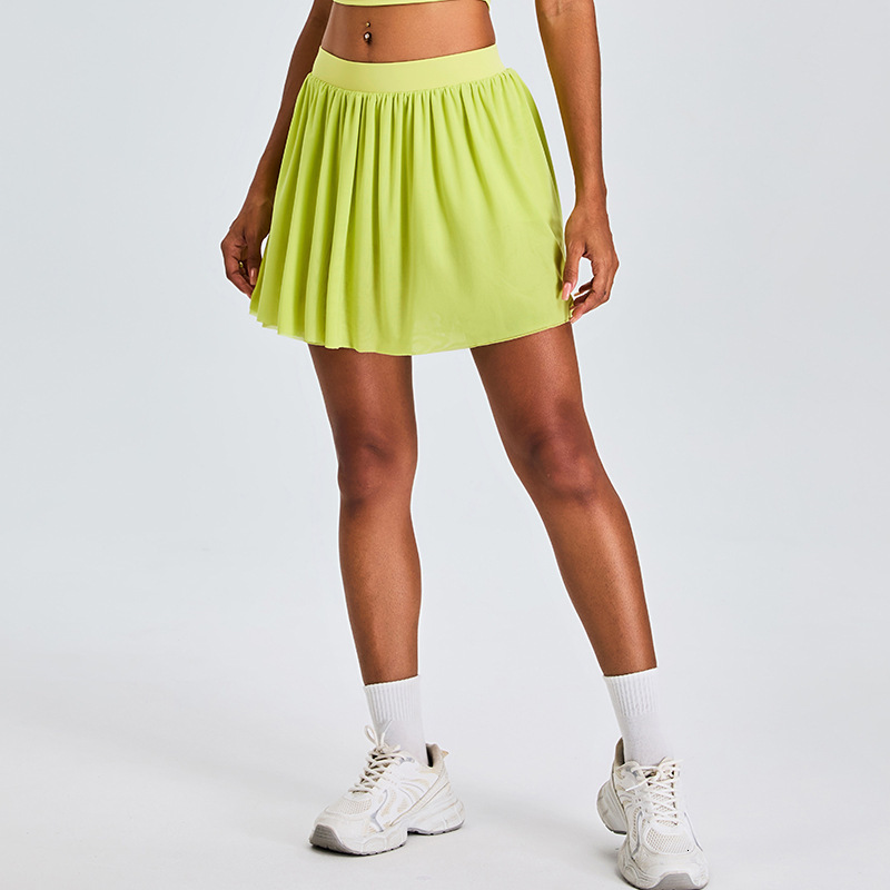 New sports with pleated A-line tennis skirt, covering the buttocks show off weight and prevent exposure to light, outdoor fitness yoga short skirt