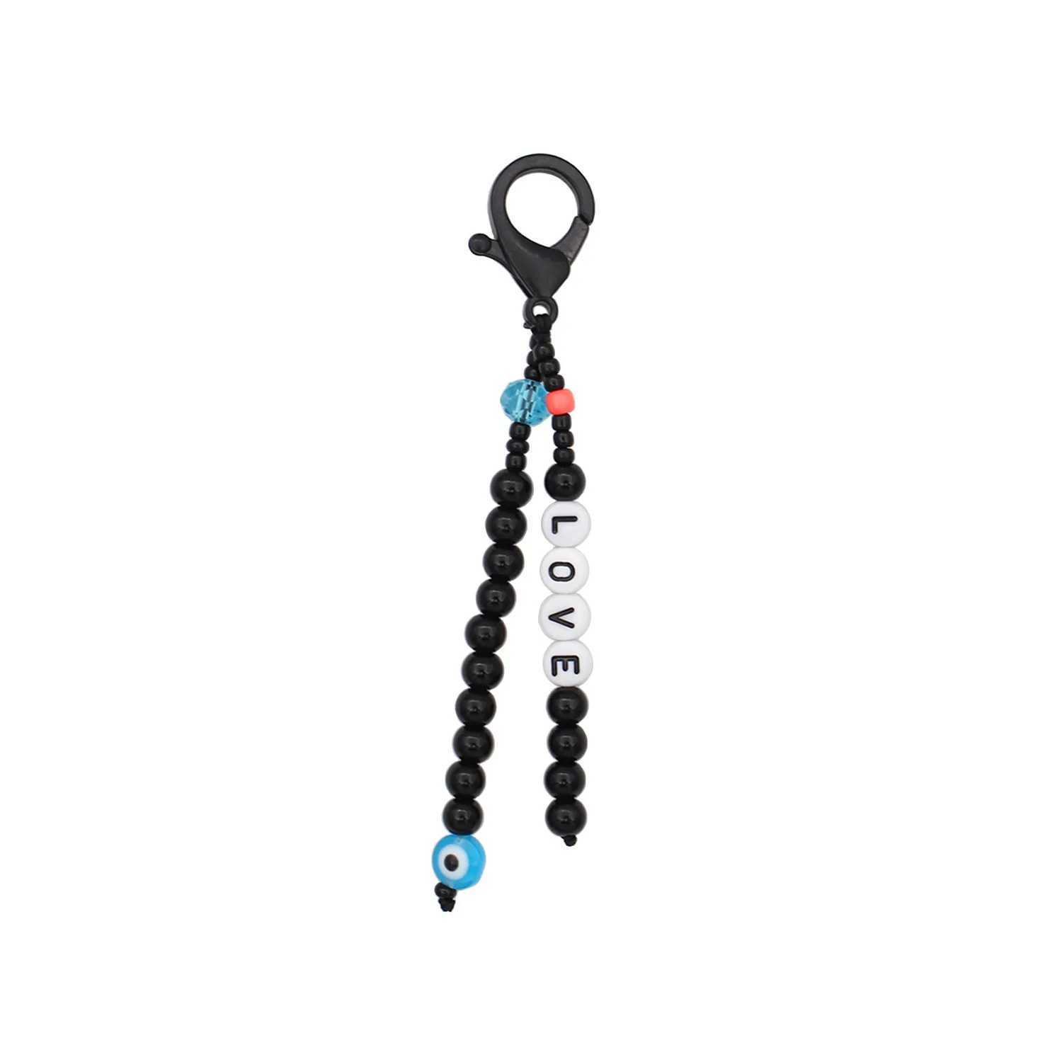 Colorful Letter Bead Acrylic Keychain Smile Face Bag Charm Mixed With Small Tassel Pendants Backpack Charm For KidsX241008