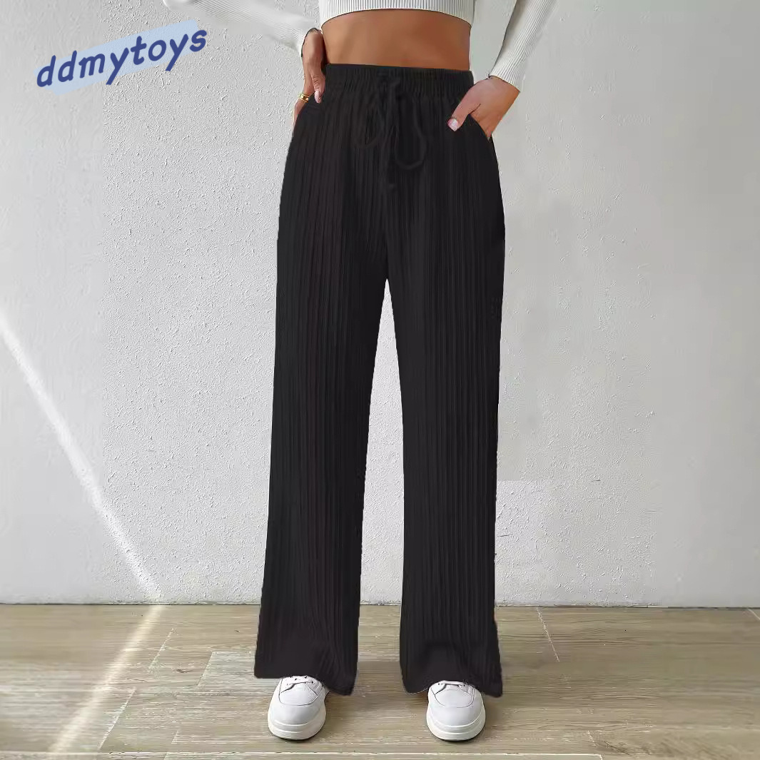 dongdumaoyi new solid color casual straight high waisted wide leg pants F1008#31