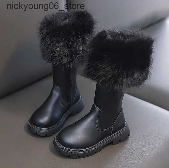 Boots Teenager Girls Snow Boots Thick Warm Faux Fur Fashion Shoes Platform Waterproof Long Boots For Girls Calf Length Casual Boots L240910