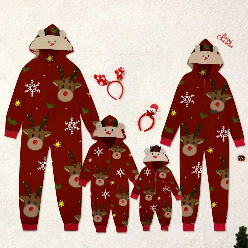 Christmas Gift Family Pajama Cute Deer Ear Hoodie Mother Father Children Baby Match Set Hoodie Family Appearance W241008