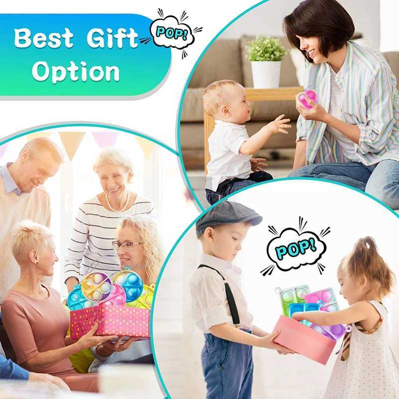 20PCS Mini Pop Fidget Keychain Stress Relief Toys for Kids Birthday Party Favors Classroom Prizes Goodie Bag Fillers Pinata GiftX241008