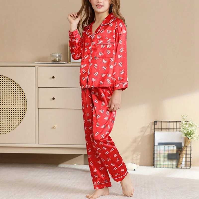 Christmas Pajama Set Silk Casual Parent Child Clothing Family Matching Satin Pajama Set Mom and Dad My Home Clothing Set W241008
