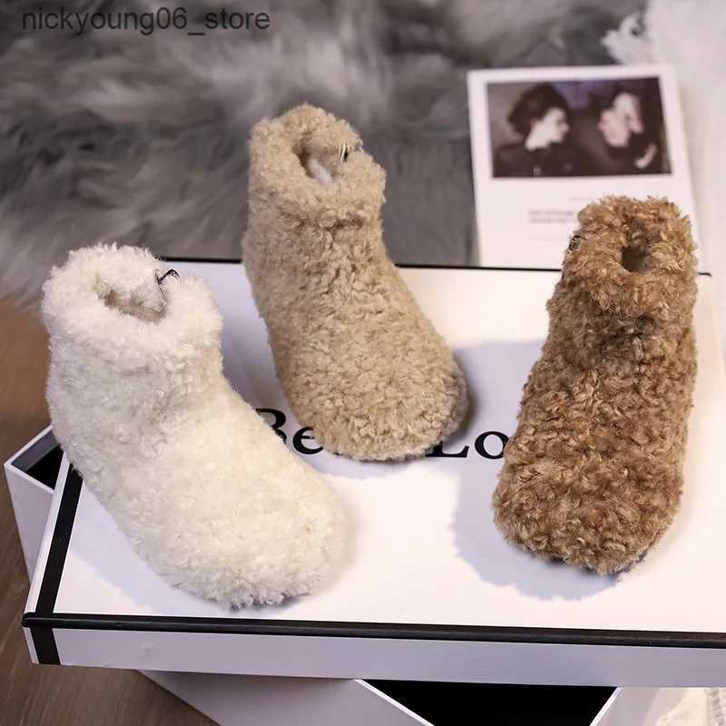 Boots Baby Girls Fur Snow Boots 2023 Childrens Winter Shoes Girls Plush Ankle Boots Infant Fluffy Warm Shoes Baby First Walking Boots L240910