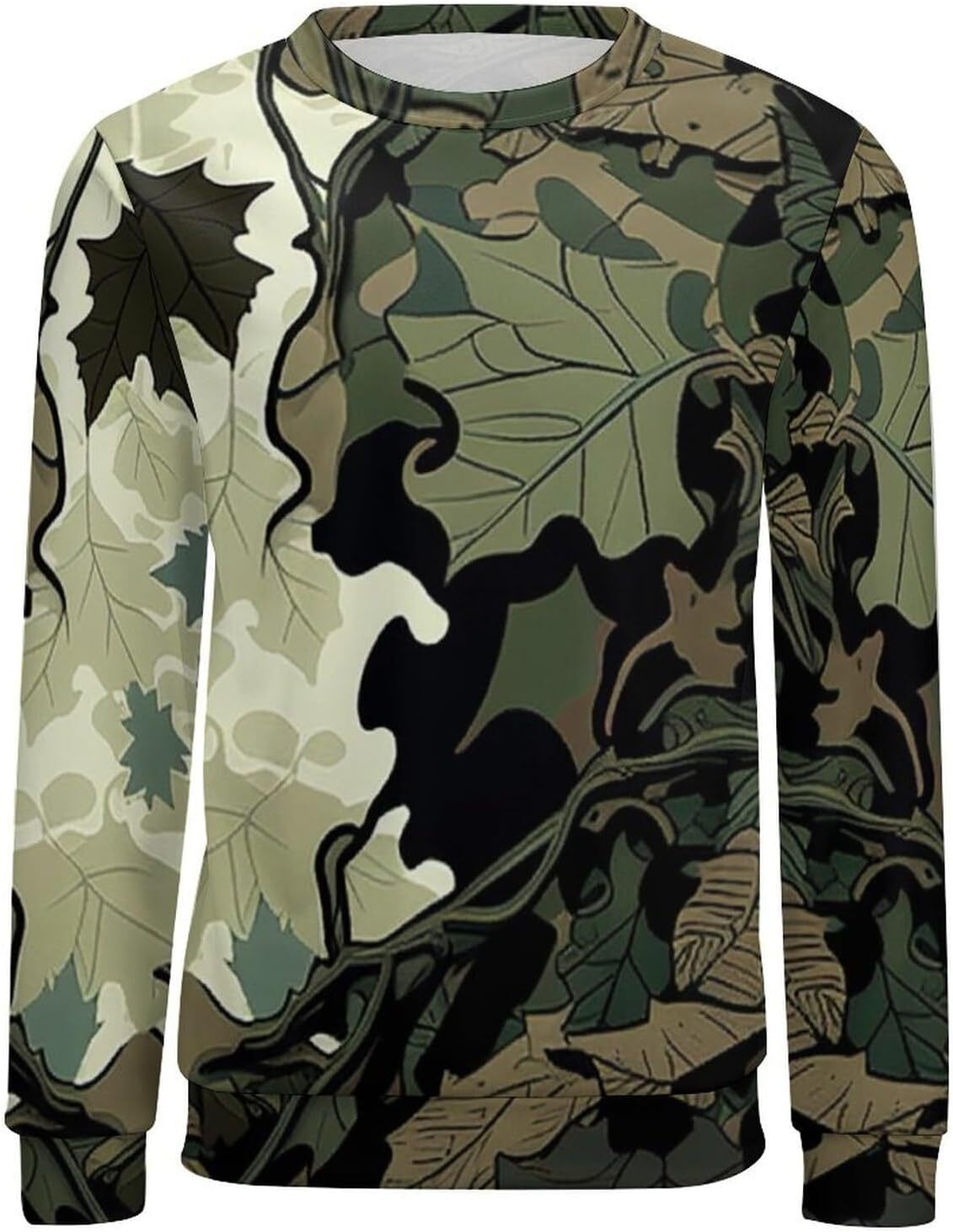 Long Sleeve Shirts for Men sweatshirt Men's Camo Streetwear Maple Leaf Print Camouflage Long Sleeve Round Neck Pullover T shirt Tee Streetwear Ca