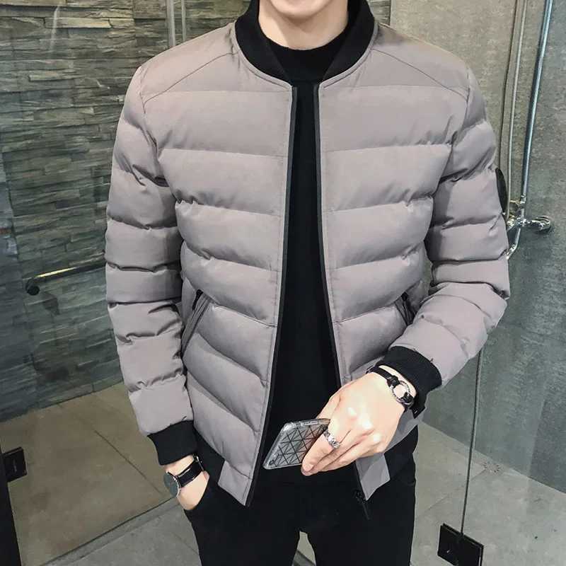 Winter Cotton Coat Solid Color Cotton Jacket Casual Mens Stand-up Collar Pocket Warm Down Jacket Ant Wrinkle FabricXJ241008