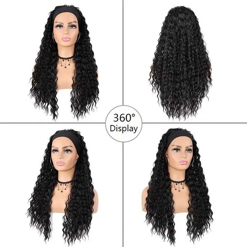 Curly Wave Headband Wig for Women - Wet and Wavy Synthetic Wig with Heat Resistant Long Hair for Daily and Party UseXJ241008