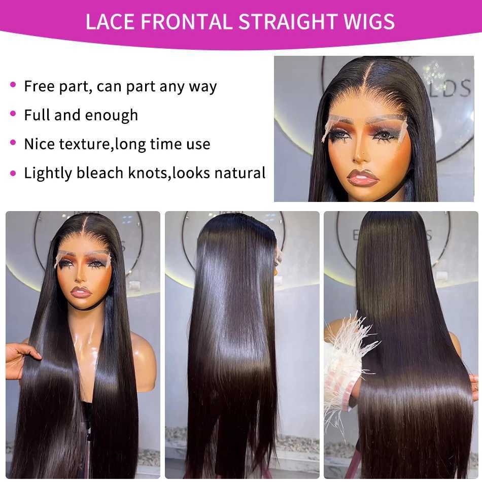 Brazilian 30 38 Inch Straight Lace Frontal Wig 13x4 13x6 Transparent HD Lace Front Wigs Human Hair Pre Plucked 5x5 Closure WigXJ241008