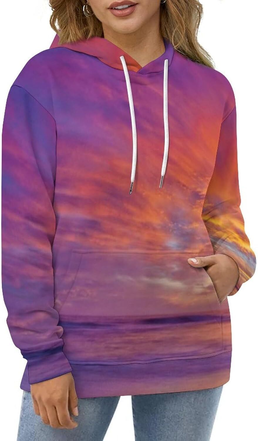 Hoodie for Mens Womens Mens Unisex Novelty Hoodies Yacht Sailing in the Sea at Sunset Distant Hills Seaside Sun Hooded Sweatshirt Graphic Hoodies swea