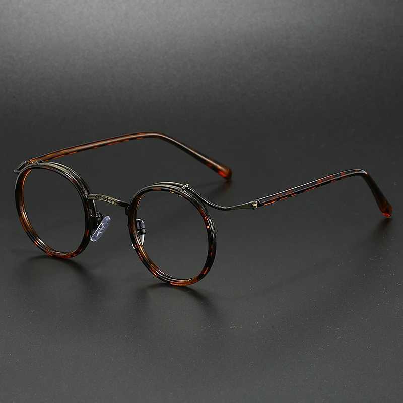 Retro Brand Design Luxury Round Frame Glasses Frame for Men Women Ultralight Stainless Steel Alloy Anti Blue Light EyeglassesX241008