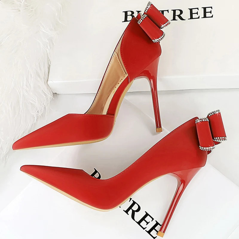 Womens 10.5cm high boots silk pump sweet style Rhine stone bow super high boots womens fetish wedding bride pink blue shoes 240925