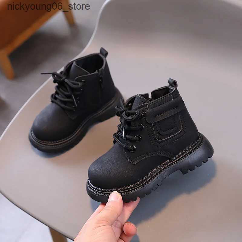 Boots Spring Autumn Childrens Boot Matte Leather Kids Boots for Boys 2024 New Fashion Girls Ankle Boots for School Round-toe Non-slip L240910