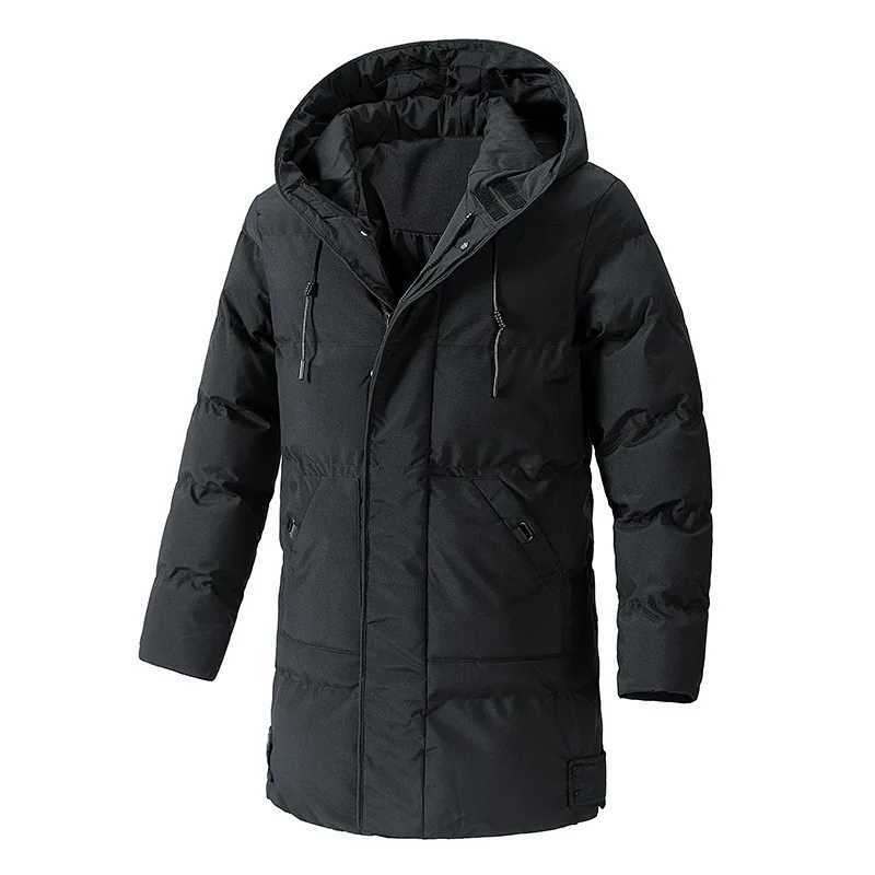 Medium Long Cotton-padded Jacket Mens Big Size Explosive Winter Loose Hooded Padded Jacket Warm and Thick Down CoatXJ241008