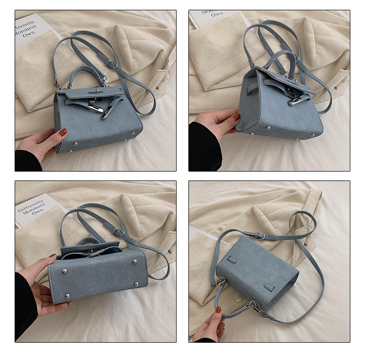 Bags Women Blue Handbag Designers Fashion Casual Retro Pu Leather Mini Shoulder Bag
