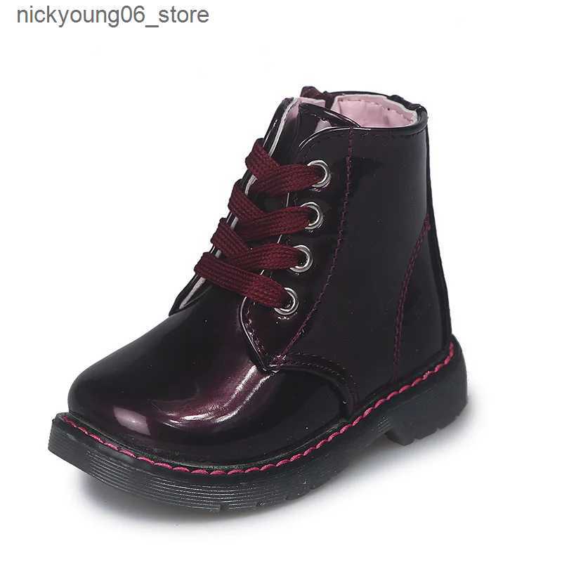 Boots New Waterproof Children Autumn Boots For Baby Girl Fashion Ankle Patent Leather Boots Kids Princess Shoe 1 2 3 4 5 6 Year L240910
