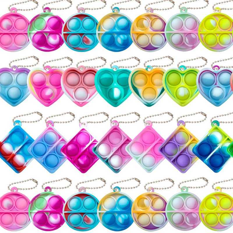 20PCS Mini Pop Fidget Keychain Stress Relief Toys for Kids Birthday Party Favors Classroom Prizes Goodie Bag Fillers Pinata GiftX241008