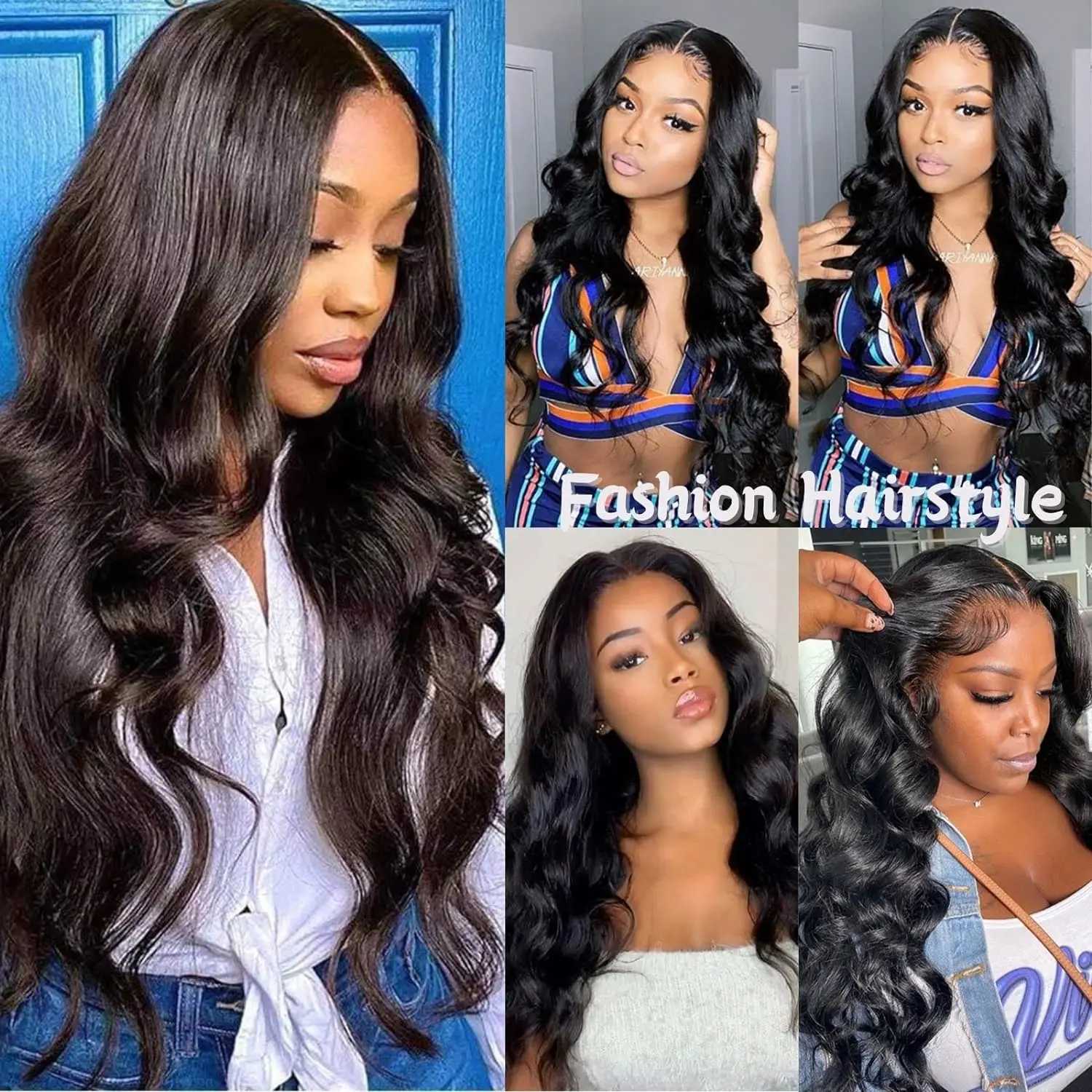 30 Inch V Wig Body Wave Synthetic U Wigs For Women Full Head Clip In Hair Natural Black No Leave Out Thin Part Wigxj241008