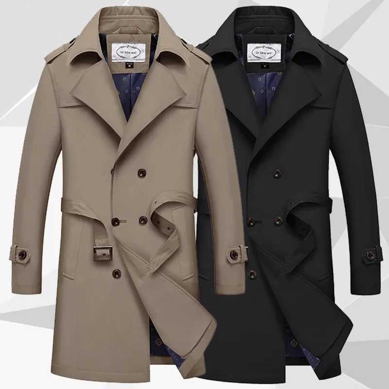 2023 autumn and winter mens windproof medium long solid color mens polo casual jacket mens fashion version jacket W241007