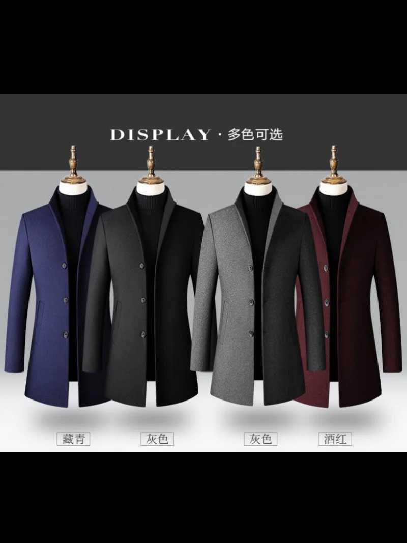 Mens Trench Long Jackets Double Chest Coats Casual Wool Blended Business Long Jacket Casual Jacket Mens Fit Blended New W241007