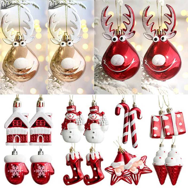 2 Elk Balls Tree Pendant Decoration Home Navigation New Years Christmas Gift W241008