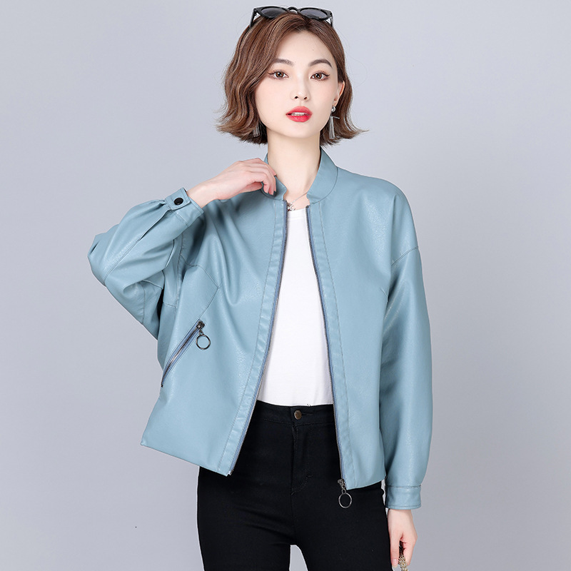 2023 Spring Genuine Leather Aviator Women Real O-Neck Womens Bomber Jacket Sheepskin Coat Long Sleeve New Outerwear 5Xl