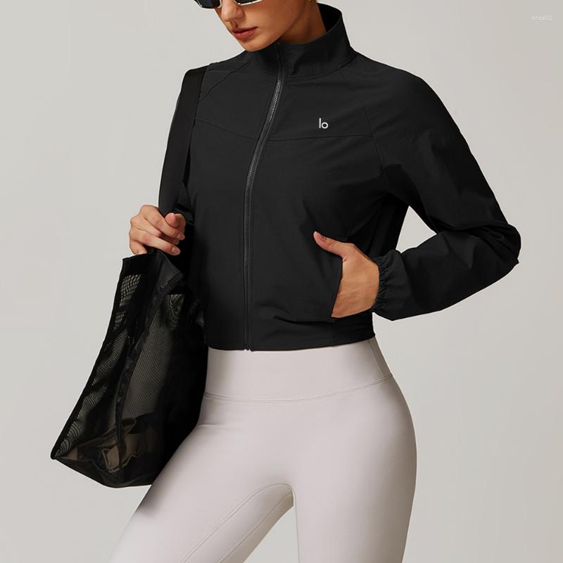 Women's Jackets Long Sleeve Pocket Sports Jacket Women Zip Fiess Yoga Shirt Gym Top Activewear Running Coats Workout Clothes Woman
