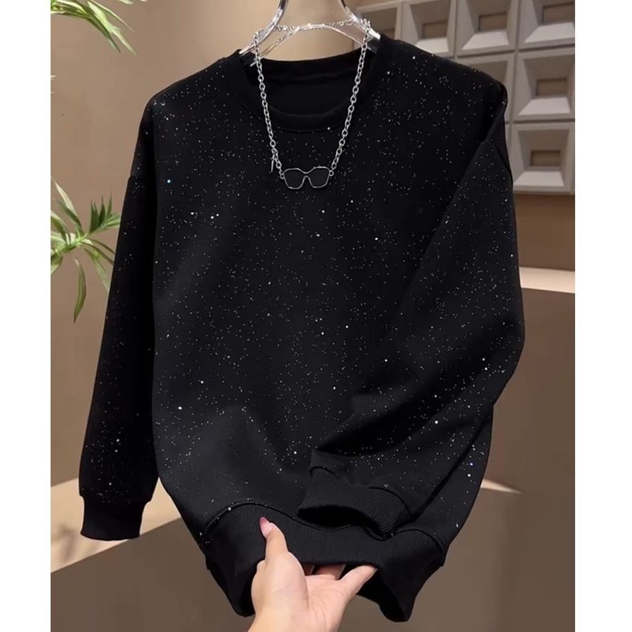 2024 autumn and winter new men's fashion versatile simple starry sky light luxury round neck hoodie trendy T