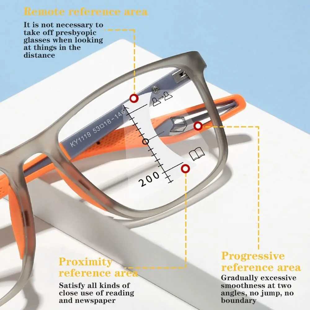Multifocal Progressive Reading Glasses TR90 Frame Men Women Anti-blue Light Sports Eyeglasses Ultralight Bifocal PresbyopiaX241008