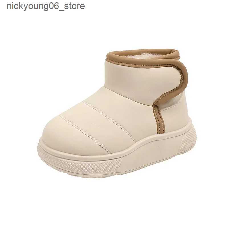 Boots Botas Nia Children Plush Snow Boot Thick Sole Non-slip Boys Cotton Shoes Fashion Solid Warm Kids Boots Girls Casual Short Boots L240910