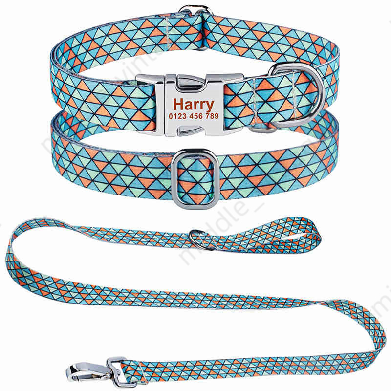 Beautiful Japanese Style Collar, Pull-on Nylon For Medium Large Dogs, Dog Leash, Pet Collar Chain, Metal Buckle And Traction Rope