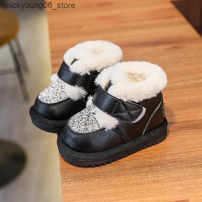 Boots Infant Baby Snow Boots Winter Toddler Boys Girls Warm Plush Ankle Boots Fashion Sequin Kids Shoe Soft Sole Non-Slip Cotton Shoes L240910