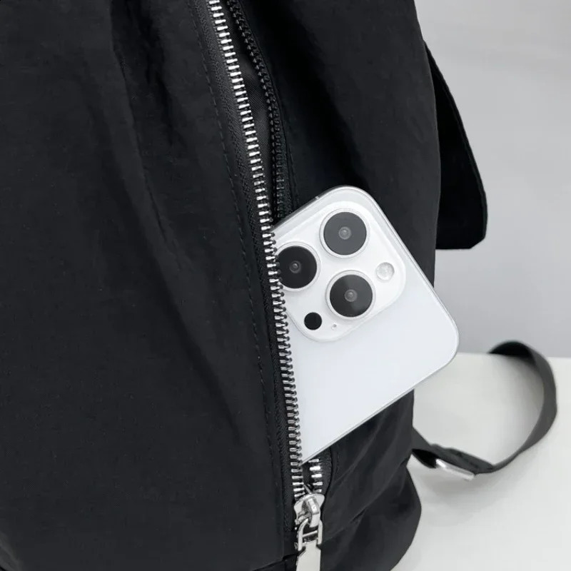 Large capacity nylon selling backpack soft handle solid casual Arcuate shoulder strap college style bag 241008