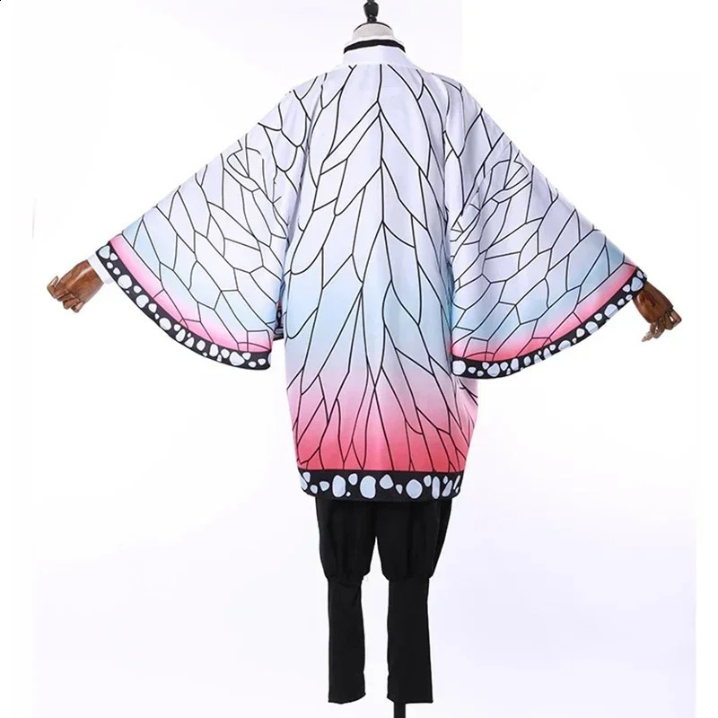 Anime Demon Slayer Kimetsu Geen Yaiba Kochou Shinobu Cosplay Kostuum Pruik Set Kimono Uniform Halloween Anime Kostuums Voor Kid 240929