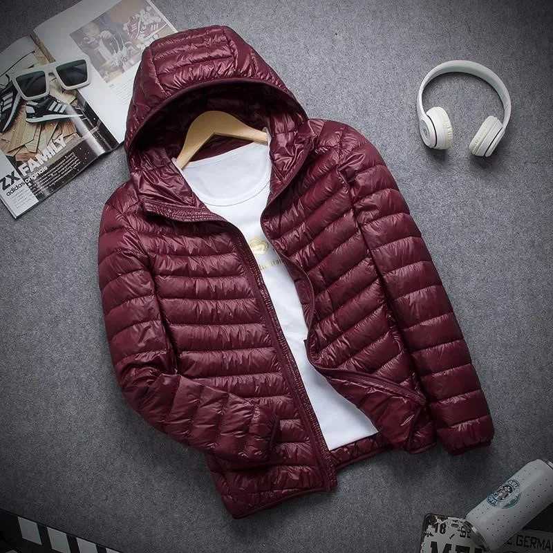 Autumn/winter Downcotton-padded Mens Coat Casual Stand Collar Hooded Cropped Simple Warm Jacket Lightweight For ShoppingXJ241008