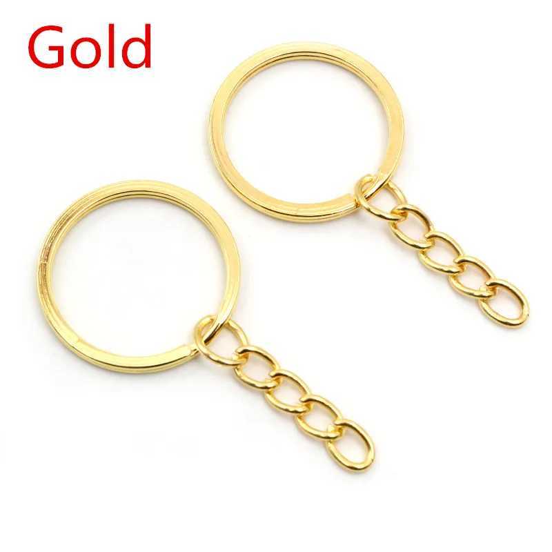 20 pcs/lot Key Ring Key Chain 6 Colors Plated 50mm Long Round Split Keychain KeyringsX241008