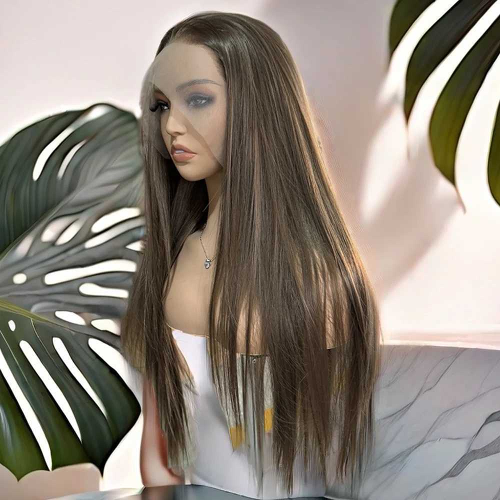 Brown Wig Synthetic Lace Wig Body Silky Straight Wig Long Honey Brown Lace Front Wig Glueless Hair Wigs For Women Cosplay WearXJ241008